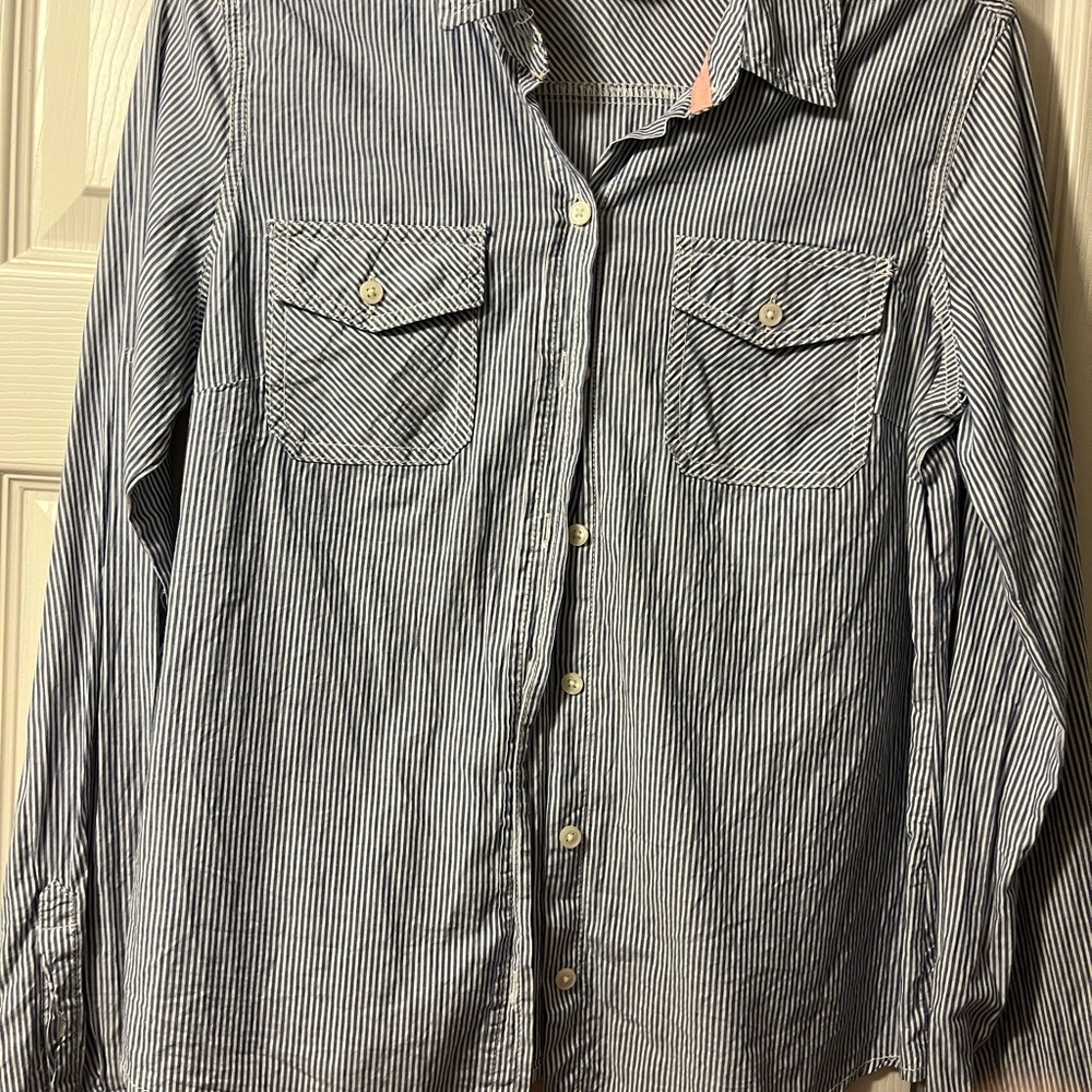 Women’s Mossimo Supply Co Blue Striped Shirt, Size M